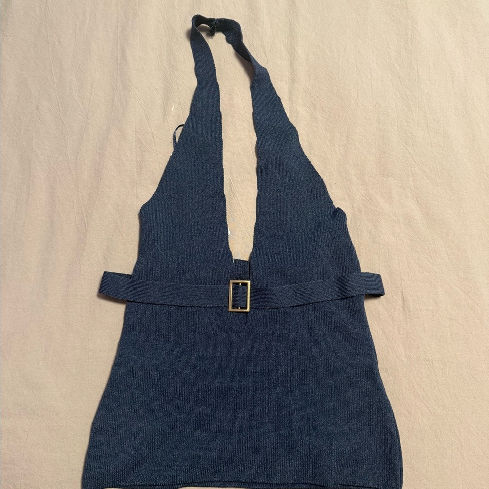 Urban Outfitters Navy Halter Crop Top